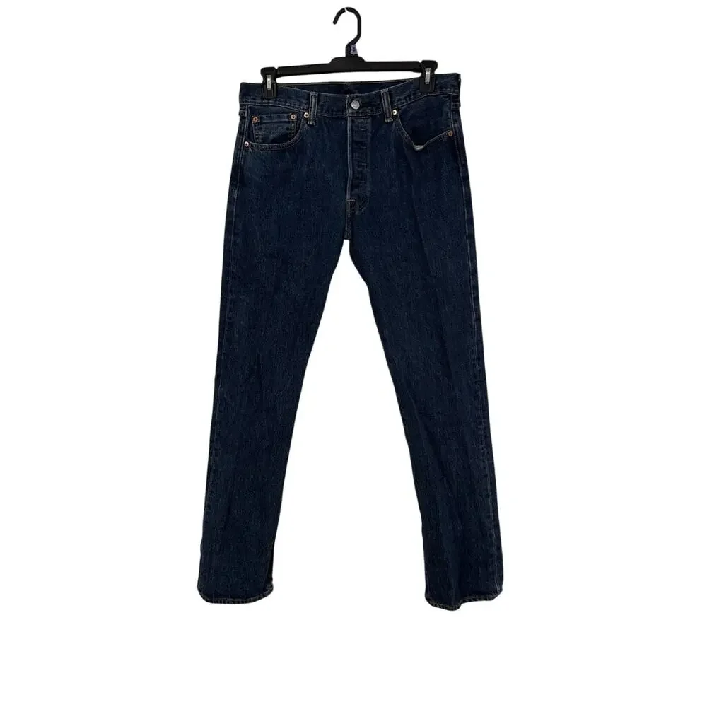 Men’s Levi Strauss 501 4 Button Dark Wash Jeans Size 34 X 34